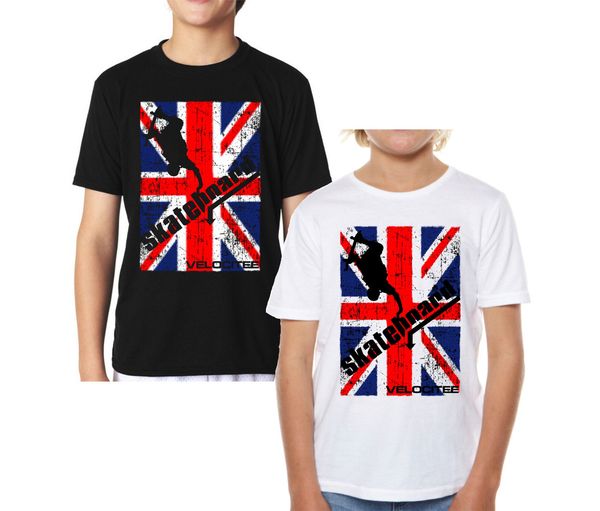 

лето 2019 с коротким рукавом плюс размер дети t-shirt uk скейтборд gb flag v204 tee shirt