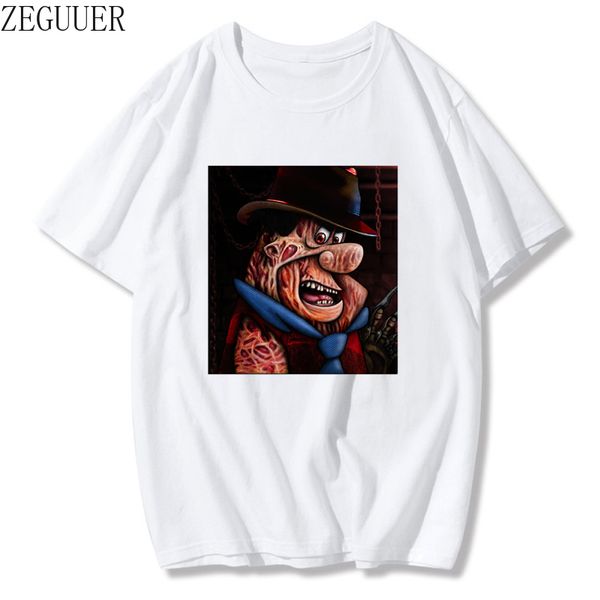 

halloween t-shirt freddy krueger jason fashion men clothing terror short sleeve harajuku soft plus-size cool tee top