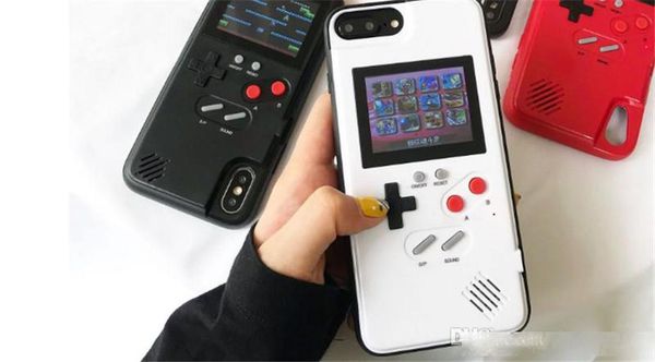 

mini handheld color display classic game phone case for iphone x xs xs max xr 6 7 8 plus console game boy soft tpu silicone cover case