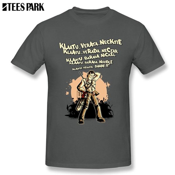 

big size klaatu barada nikto evil dead t shirt creator men cotton short sleeve tee shirt design scary horror halloween new style