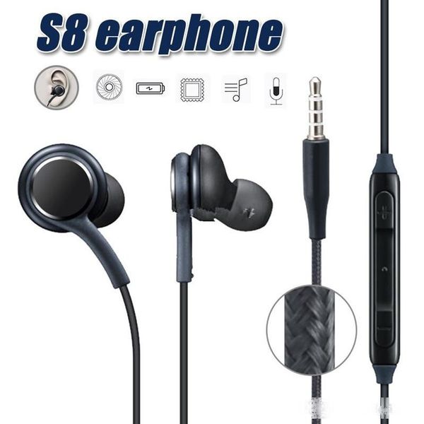 

for samsung galaxy s8 s8 plus in ear wired headset stereo sound earbuds volume control for s6 s7 note 8 earphone with retail package-3