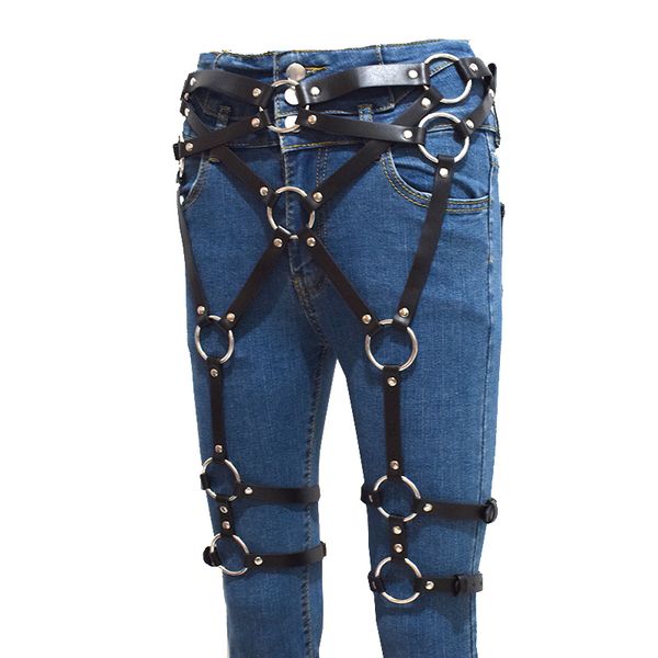 

leather leg harness belt suspenders garters belts for women's punk gothic body bondage costumes suspender accessories, Black;brown
