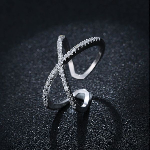 

cluster rings wedding 100% for women across with zircon design vintage thai jewelry open ring lover gift, Golden;silver