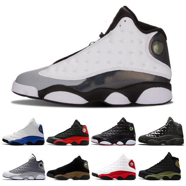

fashion island green 13 13s men basketball shoes court purple lucky green dirty bred sports sneakers shoes size 7-13