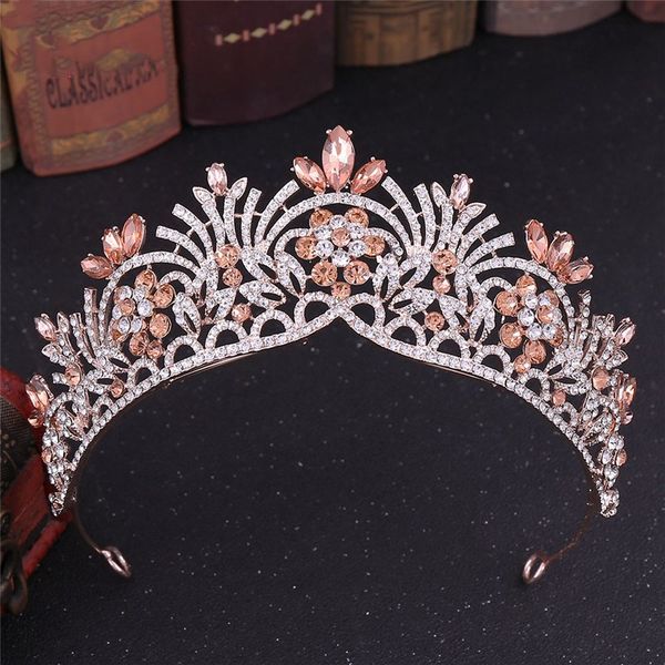 

vintage 6 colors baroque crown crystal bridal tiara gold rhinestone wedding hair accessories diadem pageant crowns my3547, Golden;silver