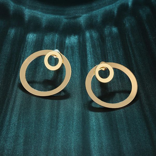 

hoop & huggie women ladies female punk party club casual elegant leisure geometric circular double gold earrings personality jewellery, Golden;silver
