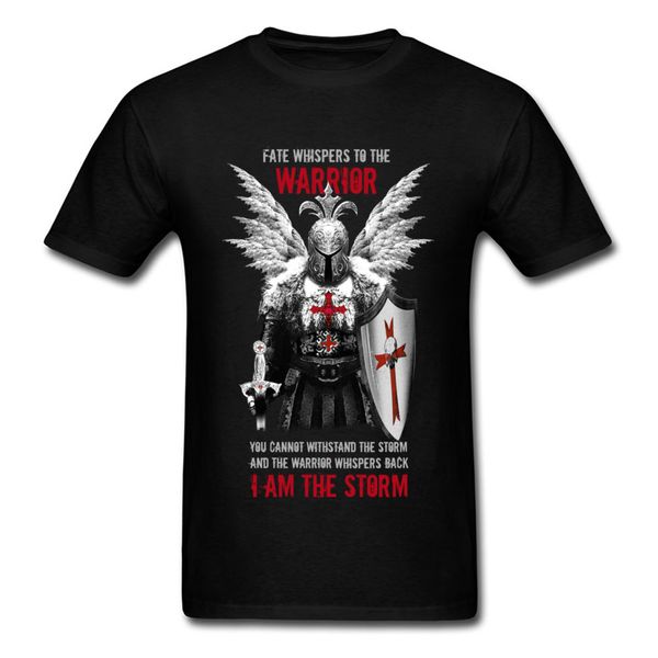 

fashion men t shirt knights templar warrior print manly male black tees pure cotton no fade vintage design t-shirt