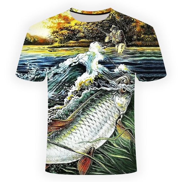 

leisure fish printed print 3d print shirts aesthetic harajuku horror men clothing