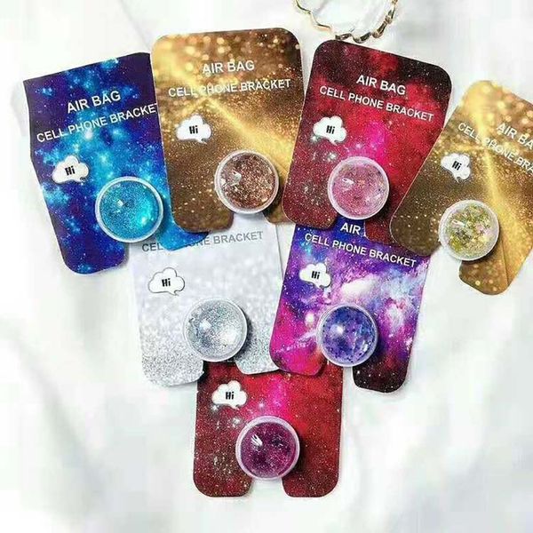 

quicksand glitter 3d phone holder for iphone xs max xr 8 7 plus samsung note 9 note8 cellphone holder 3m glue expandable grip3434