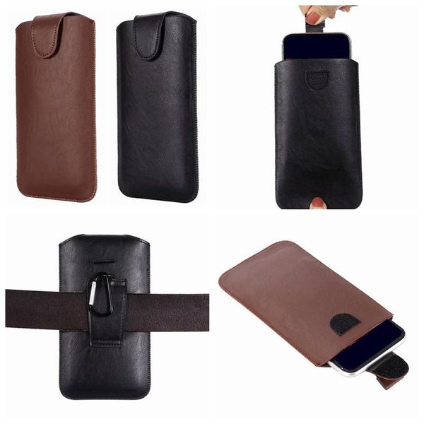 

universal hip holster pu leather clip case for iphone 11 pro max xr xs x 8 7 galaxy note 10 s10 s20 push hasp hook belt purse phone pouch