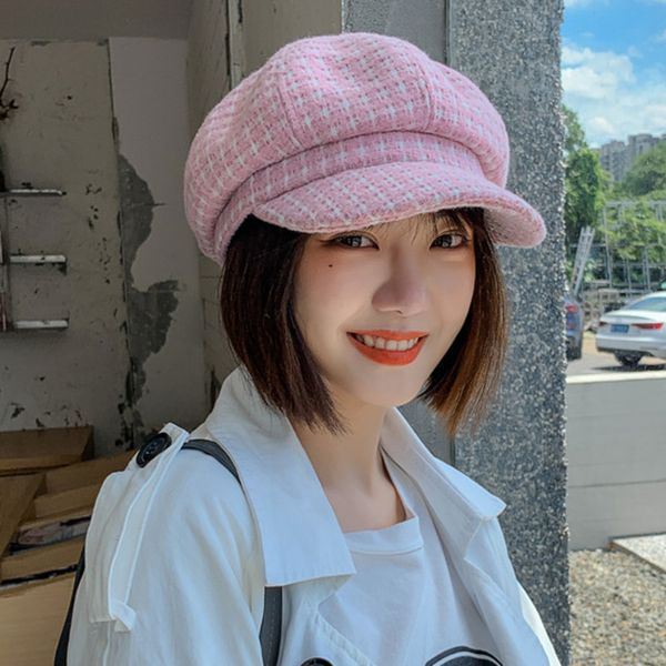 

ewq] берет женщины осень и зима корейской версии фуражке симпатичные восьмиугольная hat плед ретро hat моды zt510, Blue;gray