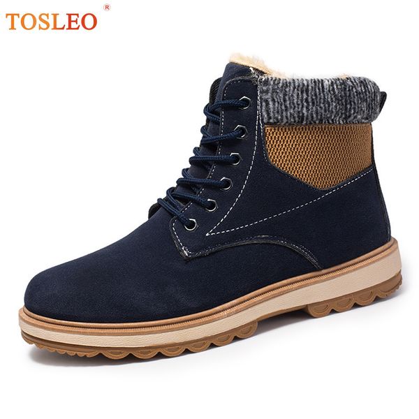 

39-44 winter boots men plush fur warm winter shoes men blue black khaki 2020 new boots
