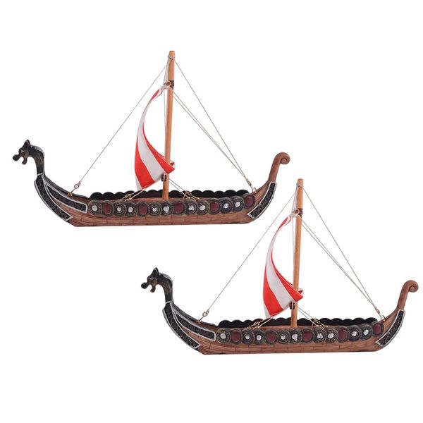 

2 pcs viking pirate ship decoration creative resin craft home ornament for decoration use t200331