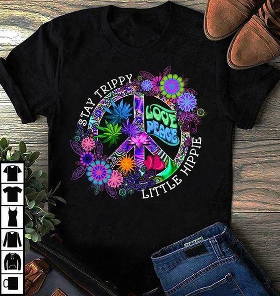 

hippie stay trippy little hippie love peace men black t shirt cotton s 4xl