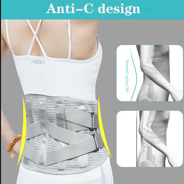 

new lumbar support belt widened steel plate support self-heating warm and breathable lumbar straight spine, Black;gray