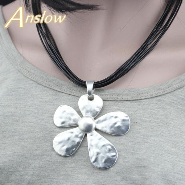 

anslow selling fashion jewelry black short flowers chokers necklace for women collar statement necklace gift low0043an, Golden;silver