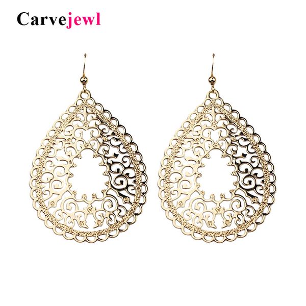 

dangle & chandelier carvejewl copper filigree stamping earrings korea design gold color round tear drop for women girl jewelry, Silver