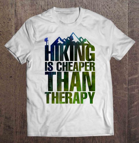 

men funny t shirt fashion tshirt hiking is r than therapy women t-shirt