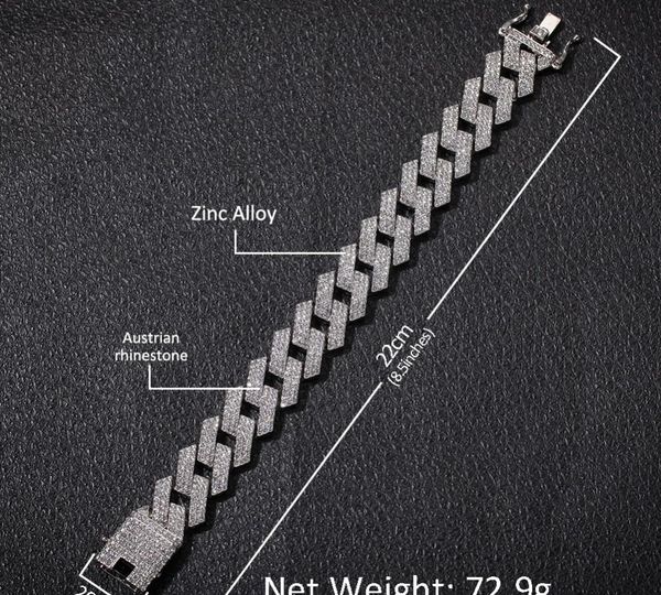 

bling king 20мм майами зубец кубинский цепи ne + ba 3 роу полный iced out стразы ожерелье браслет mens hiphop jewelry88, Golden;silver