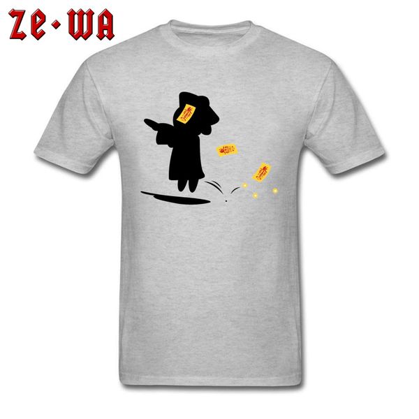 

little zombie t-shirt print men funny tshirt cotton grey black street style tees chinese cartoon design cute clothes o-neck