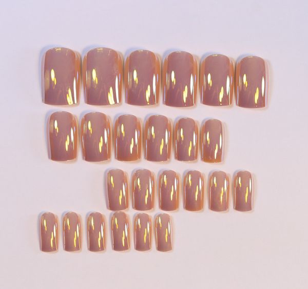 

false nails 24pcs/set professional pink fake nail with sticker for women manicure, Red;gold