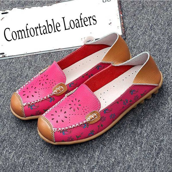 

ballet summer flower print women leather shoes woman flat flexible peas loafers, Black