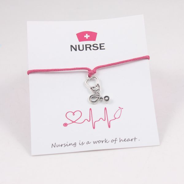 

charm bracelets 2021 fashion stethoscope wax cord wish card adjustable charms for and gift with, Golden;silver
