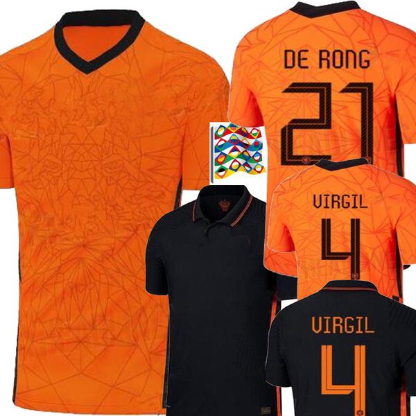 

netherlands nederland nations league de ligt home de jong orange black mens soccer jersey 20 21 memphis holland football shirts 2021, Black;yellow