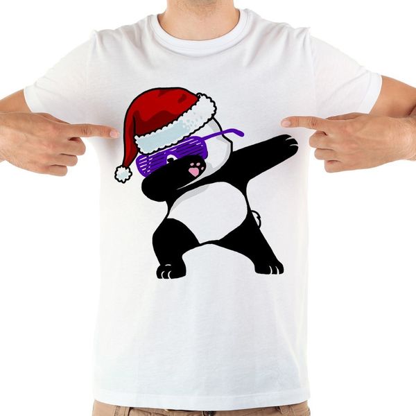 

dabbing christmas panda funny t shirt men 2018 new white casual homme cool dab pug tshirt
