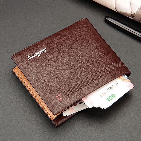 

baellerry men wallet leather card holder slim small wallet men coin pocket purse mini for s billetera hombre, Red;black