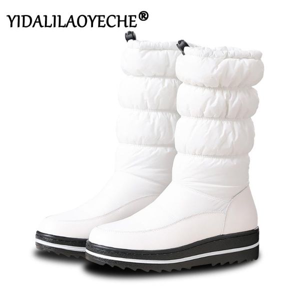 

boots large size 35-44 winter ladies snow warm thick down platform female waterproof non-slip mid calf women's, Black
