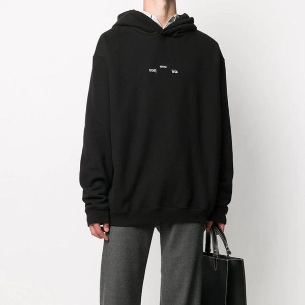 

20fw flip letter embroidery sweatshirt hoodies high street hooded pullover fashion casual simple spring autumn winter outwear, Black