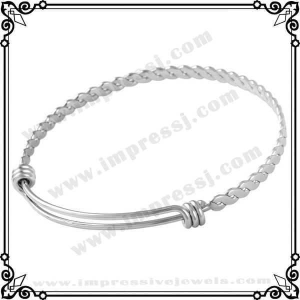 

bangle ijb0273 wholesale/retail stainless steel golden twisted expandable for women fashion adjustable wire, Black