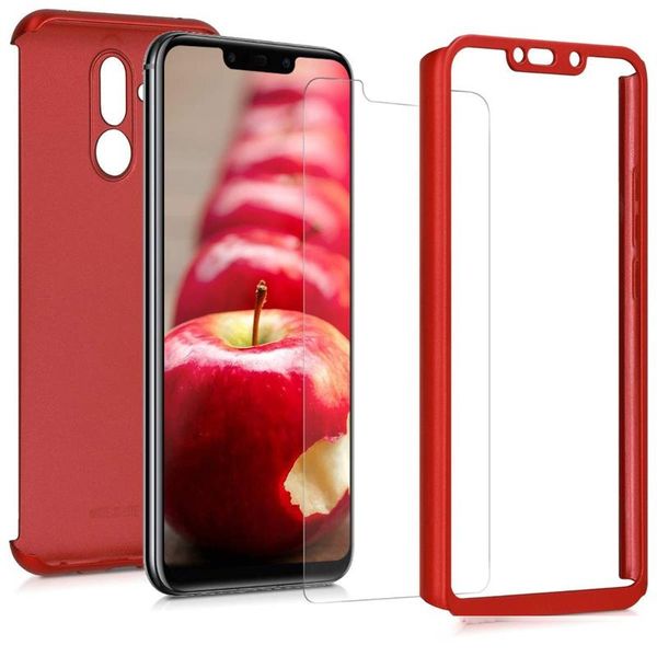 

3 in 1 360Â° full body thin slim hard case cover with tempered glass screen protector for huawei mate series mate 20 lite