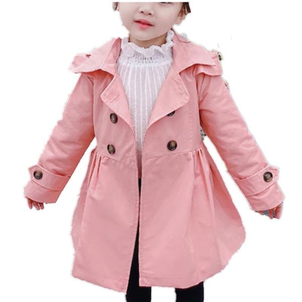 

toddler girls trench coats casual kids double breasted windbreaker children coat long ruffle trench outerwear, Blue;gray