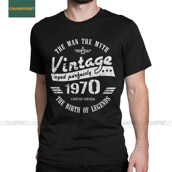 

men retro vintage 1970 t shirts 50th birthday gift idea 100% cotton clothes short sleeve 50 years old tees plus size t-shirts
