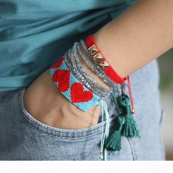 

bracelets for women 2020 pulsera mujer moda miyuki turkish red bracelet femme heart jewelry boho chic handmade, Golden;silver