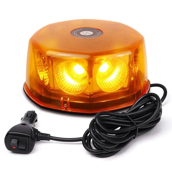 

12-24v 8-cob led strobe light yellow/amber warning lights super bright emergency warning flash beacon light with netic base f