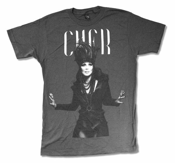 

cher feathered crown tour 2014 charcoal grey t shirt new official
