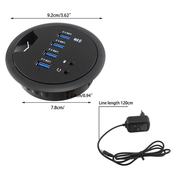 

new mounting in-desk 4 ports usb 3.0 hub high speed external expansion adapter for lappc computer tablet charging device