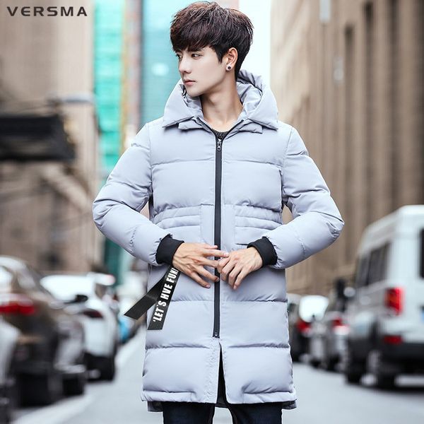 

men's down & parkas versma youth winter long padded jacket coat men parka stylish warm russian hooded jackets coats 5xl, Black
