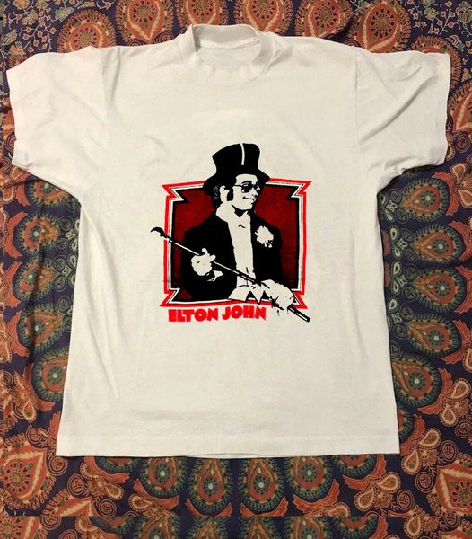 

vintage t-shirt 1970's elton john concert tour reprint male selling t shirt