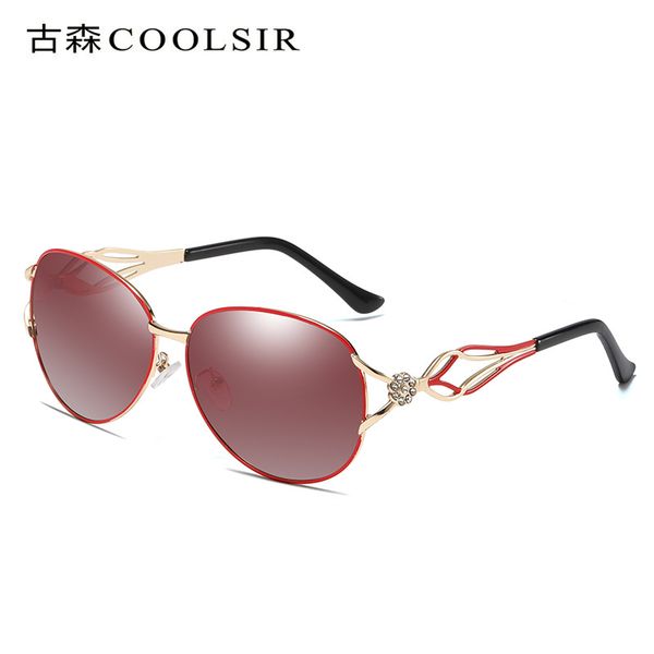 

sunglasses coolsir women's elegant wild diamond metal driving fashion polarized glasses female a163, White;black