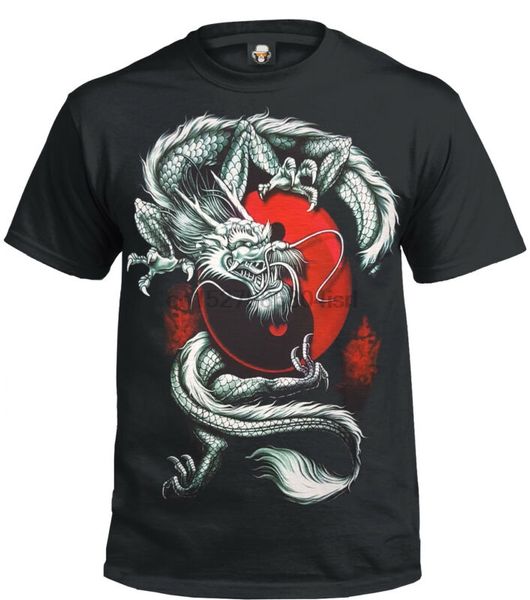 

yin yang dragon black t-shirt biker japaneses chines dragon tattoo rock tee