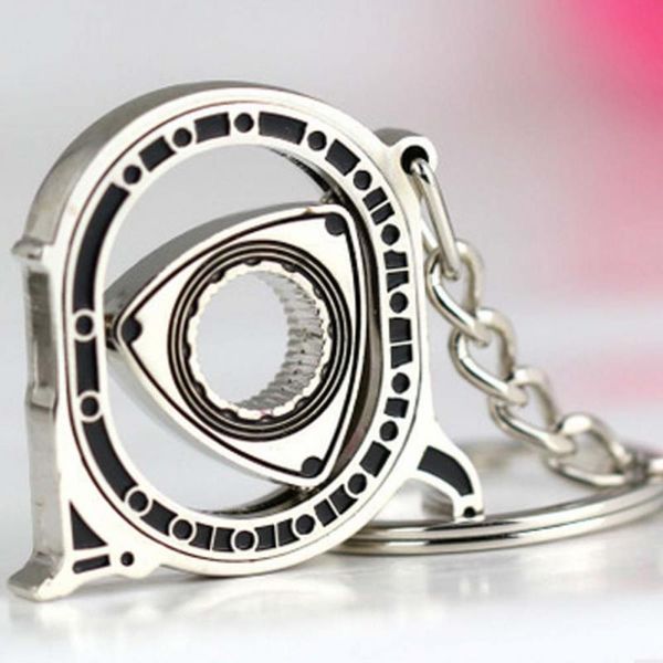 

new spinning rotor keychain creative car fans favorite auto parts model engine rotary keyring key ring chain keychain keyfob, Silver