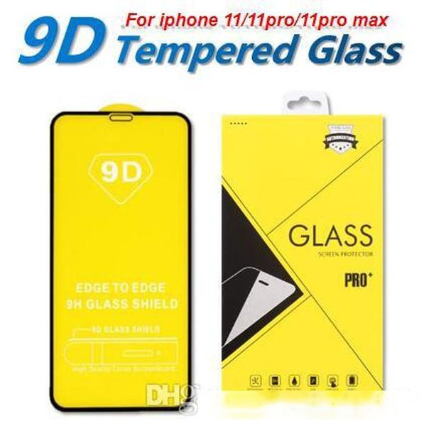 

9d full cover tempered glass for iphone se 2020 11 pro max xs xr max 9h curved edge screen protector for x 8 7 6 6s plus film with package