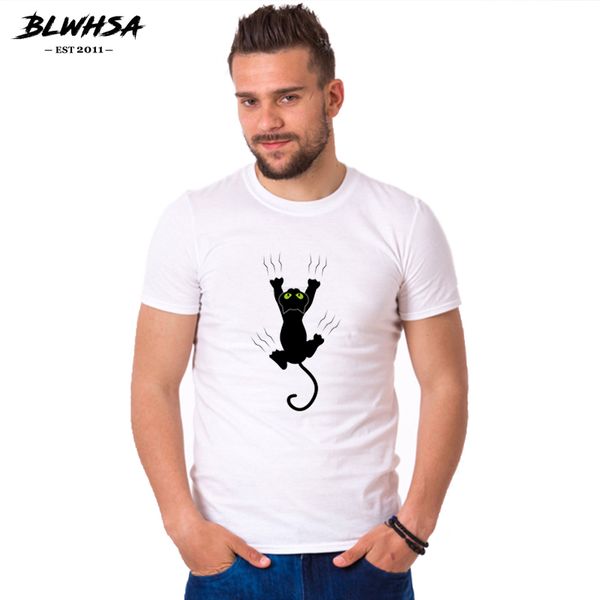 

blwhsa животные футболок милых кошек напечатанного человек t-shirt повседневной хлопок o-образного вырез белой майка homme summer camisetas