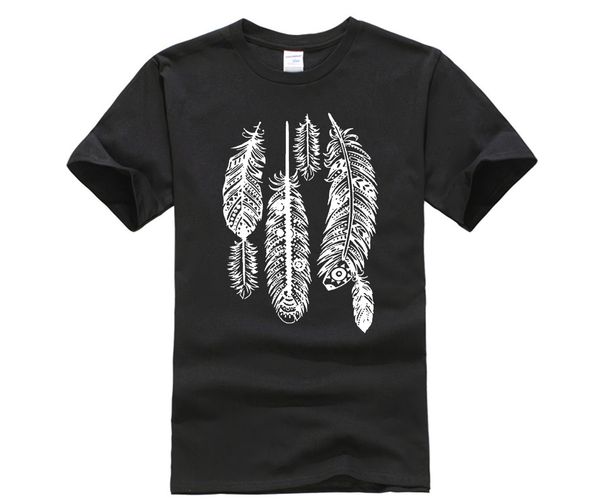 

men's fun casual print t shirt phiking pop cotton tee short sleeve crew neck mens feathers american tribal tshirt men