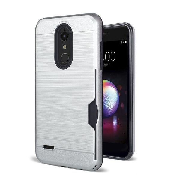 

for lg q7 plus metropcs alcatel 7 iphone xs xr xs max hybrid pc brushed phone case solt card shock-proof oppbag