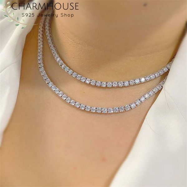 

hiphop rapper necklaces for man women 1 row zirconia chain necklace collier crystal rhinestone choker necklace 2020 new jewelry, Silver